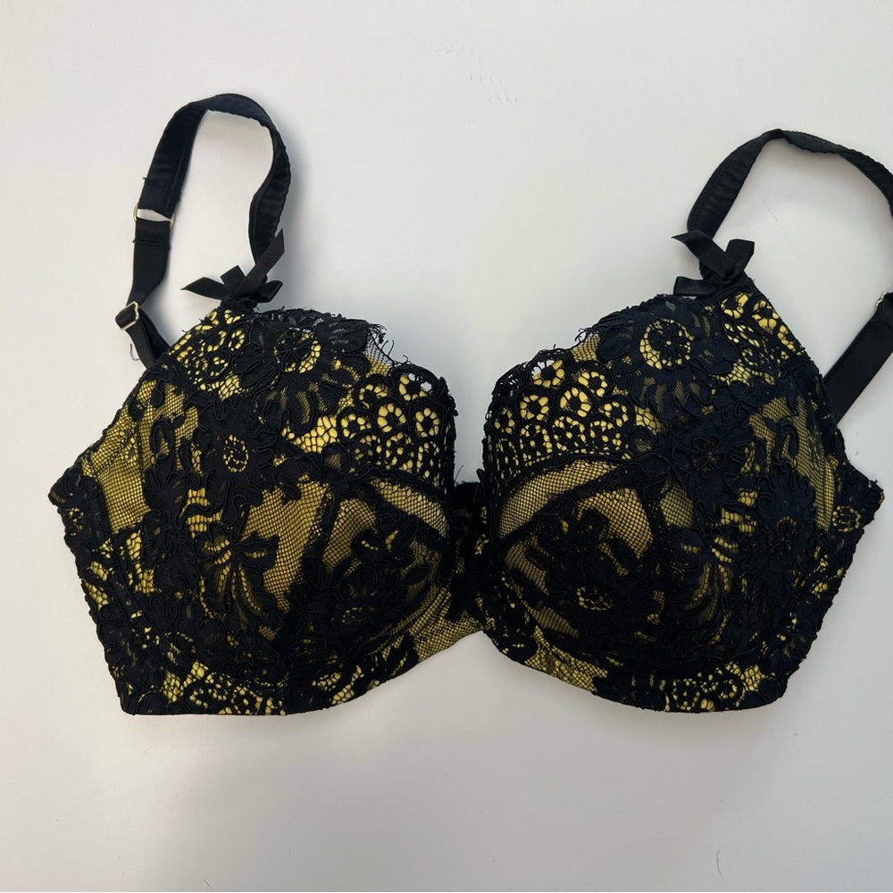 Playful Promises Black and Gold Lace Bra